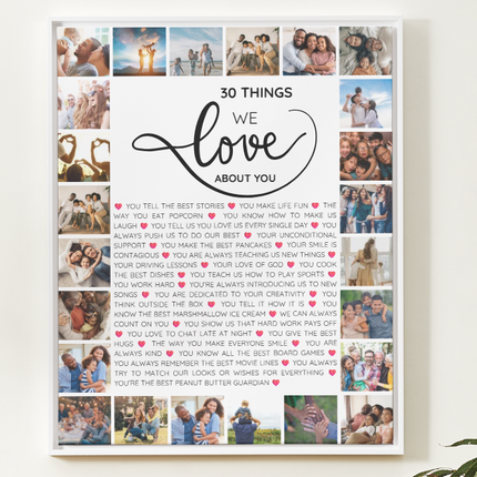 30 Things We Love About You – 30th Birthday Canva Wall Art Template