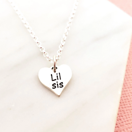 Lil Sis Heart Sterling Silver Necklace