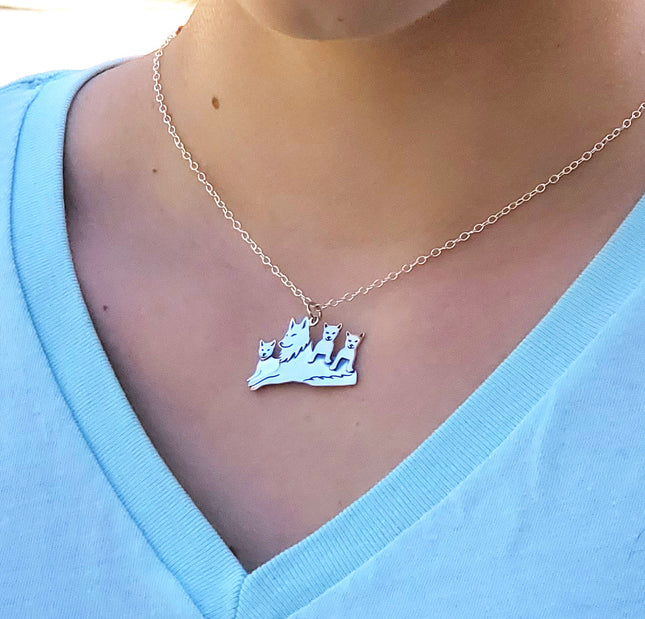 Mama Wolf Necklace – Sterling Silver Wolf Pack Charm for Strong Moms