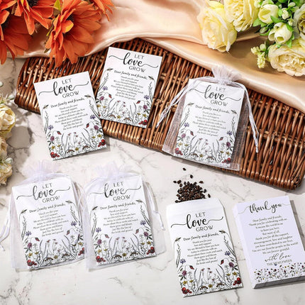 Let Love Grow Wedding Favors 25 Pack, Pre Filled Wildflower Seed Packets