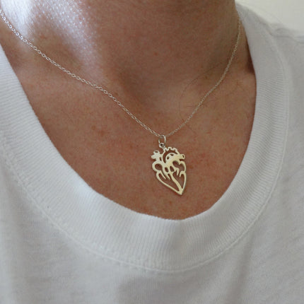 Open Anatomical Heart Necklace – Sterling Silver Medical Heart Pendant on 16" Chain