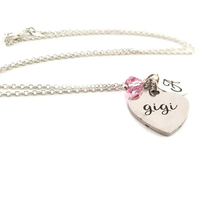 Gigi Necklace – Sterling Silver with Birthstone & Initial Charm