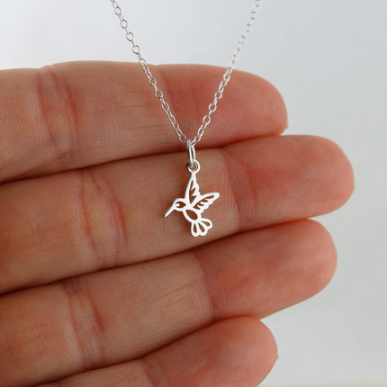 Tiny Hummingbird Necklace – 925 Sterling Silver Charm on 16" Chain