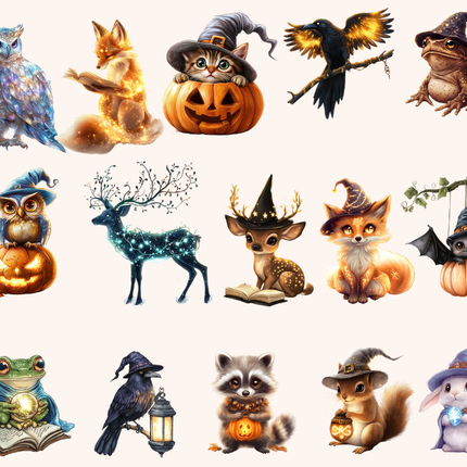 Enchanted Animals Watercolor Clipart Bundle – 107 PNGs, 300 DPI, Commercial License