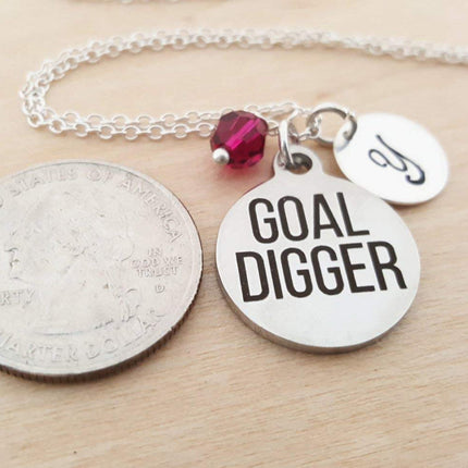 Goal Digger Charm Necklace – Personalized Sterling Silver Jewelry