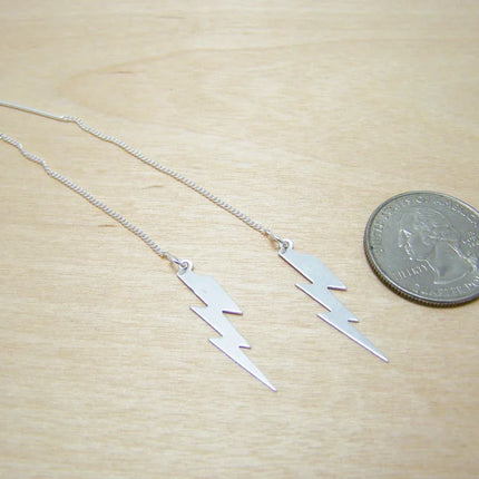 Sterling Silver Lightning Bolt Threader Earrings