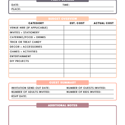 Halloween Party Planner – 45-Page Canva Template for Events, Menus, Decor & More