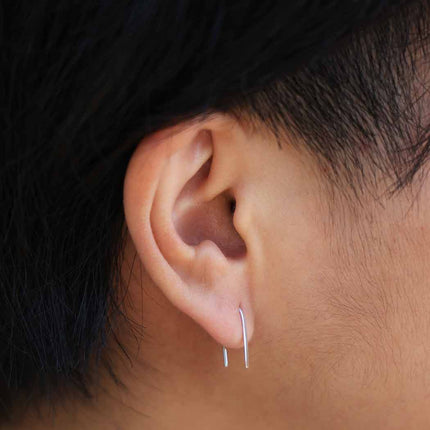 Sterling Silver Mini Arc Earrings – Lightweight Minimalist Earrings, 14x7mm