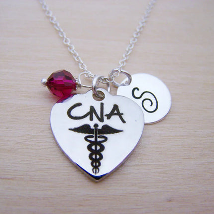 Personalized CNA Necklace – Sterling Silver Chain with Birthstone & Initial