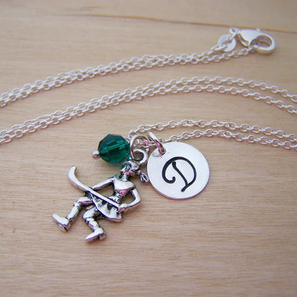 Field Hockey Necklace – Sterling Silver with Birthstone & Initial Charm