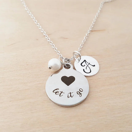 Let It Go Necklace – Sterling Silver with Birthstone & Initial Charm