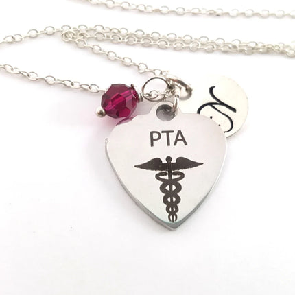 Personalized Physical Therapy Assistant Necklace – Sterling Silver Chain with Birthstone & Initial