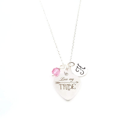Love My Tribe Necklace – Personalized Sterling Silver Jewelry with Initial & Birthstone or Pearl