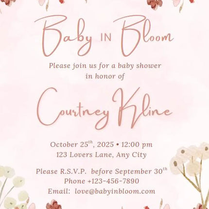 Baby in Bloom Invitation, Wildflowers Baby Shower Invitation & Thank You Card