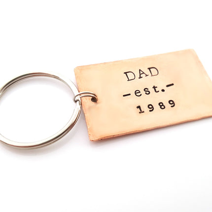 Dad est.  Hand Stamped Keychain