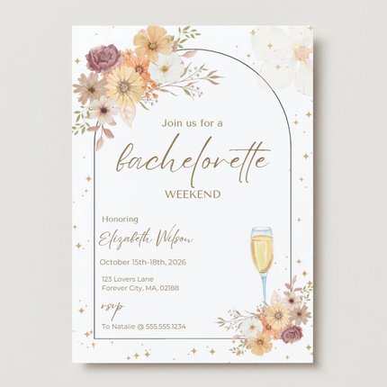 Wildflower Bachelorette Weekend Invitation – Canva Template