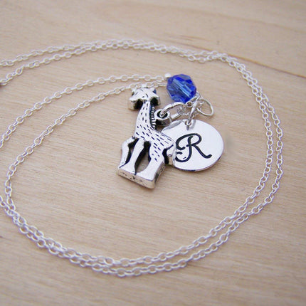 Giraffe Charm Necklace – Personalized Sterling Silver