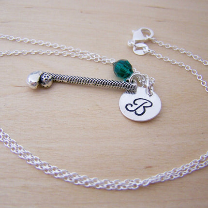 Golf Club Necklace – Sterling Silver with Birthstone & Initial Charm