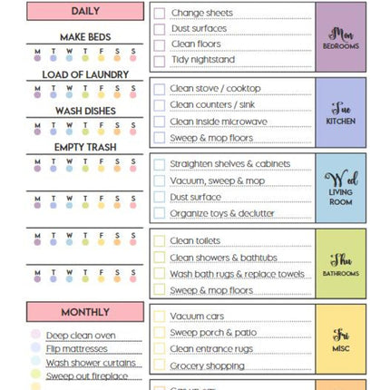 ADHD Cleaning Planner | 50 Pages Printable and Editable in Canva