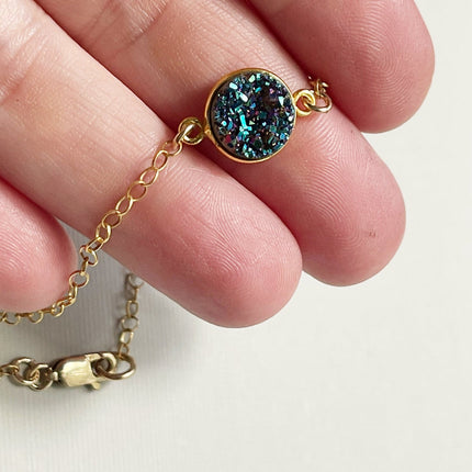 Rainbow Druzy Bracelet – 14k Gold Filled, 7.75 Inch