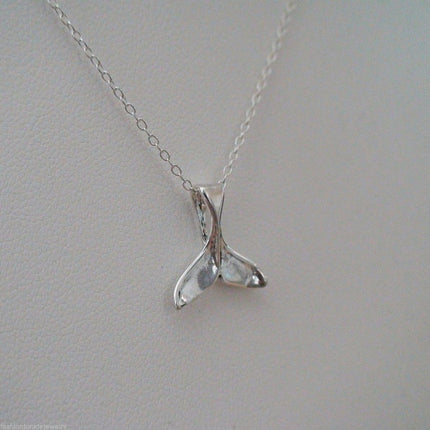 Sterling Silver Whale Tail Necklace – 15mm Pendant on 18" Chain