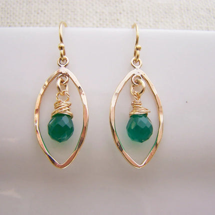 As Seen on Jane the Virgin – Green Onyx & 14k Gold Filled Earrings
