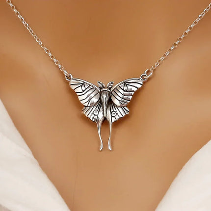 Luna Moth Necklace – Sterling Silver Moth Pendant on 18" Chain
