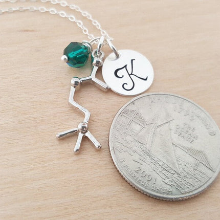 Personalized Acetylcholine Necklace – Sterling Silver Chain with Birthstone & Initial