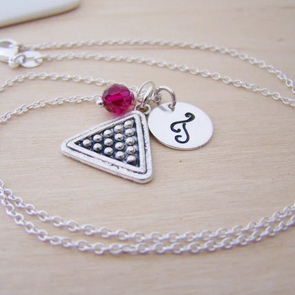 Personalized Billiards Necklace – Sterling Silver Chain, Birthstone & Initial