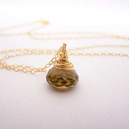 Smoky Topaz & 14k Gold Filled Necklace - As Worn by Stephanie Drapeau
