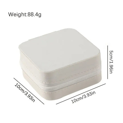 Compact Travel Jewelry Case – Soft Cream with Zipper Closure