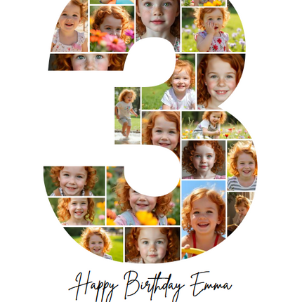 3rd Birthday Photo Collage Canva Template – Editable Milestone Poster