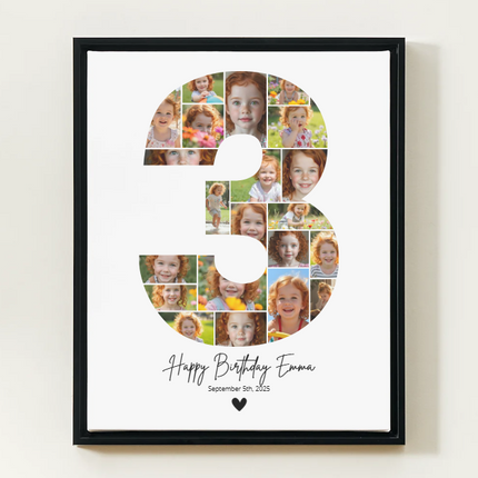 3rd Birthday Photo Collage Canva Template – Editable Milestone Poster