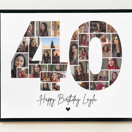 40th Birthday Photo Collage Canva Template – Customizable Milestone Memory