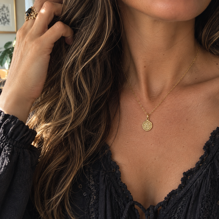 Gold Pentagram Wax Seal Necklace