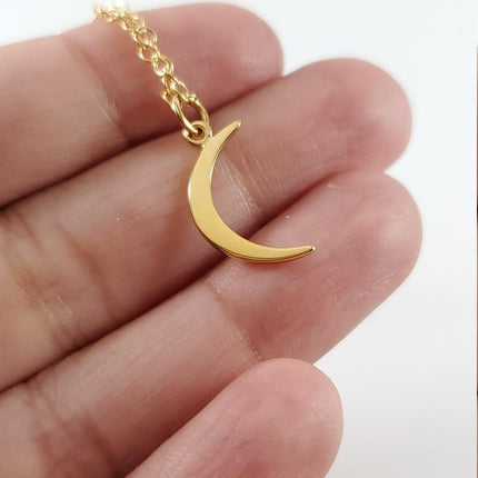 Gold Moon Charm Necklace - 14k Gold Filled Jewelry