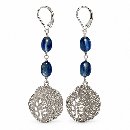 Blue Kyanite Leaf Earrings