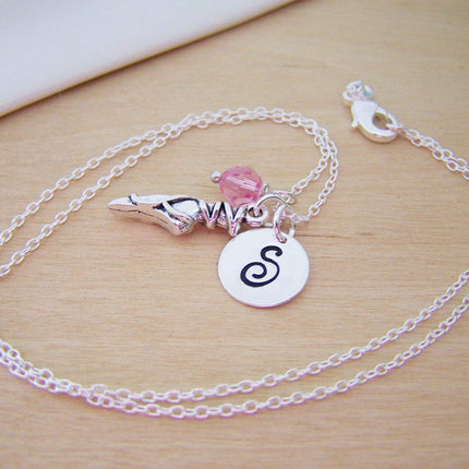 Ballet Slipper Charm Necklace – Personalized Sterling Silver Jewelry