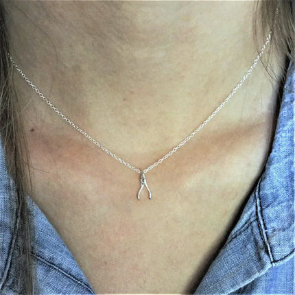Sterling Silver Tiny Wishbone Necklace – 16" Chain
