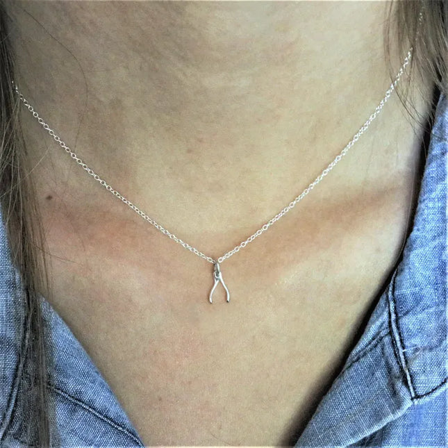 Sterling Silver Tiny Wishbone Necklace – 16" Chain
