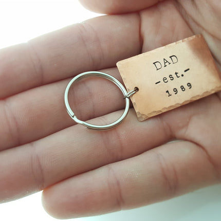 Dad est.  Hand Stamped Keychain