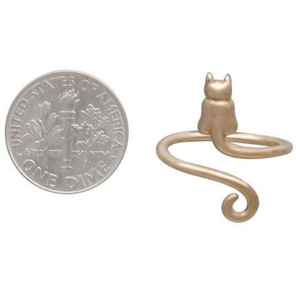 Bronze Adjustable Cat Ring – Gold Tone Kitty Wrap Ring