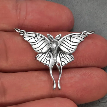 Luna Moth Necklace – Sterling Silver Moth Pendant on 18" Chain