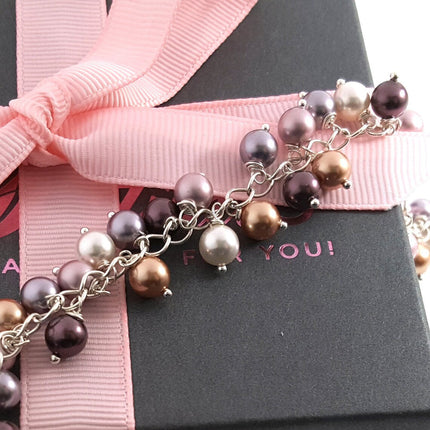 Swarovski Crystal Glass Pearl Cluster Romantic Bracelet