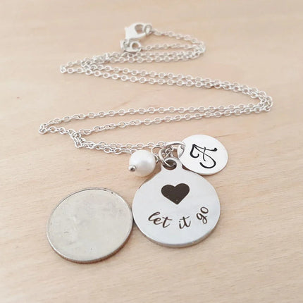 Let It Go Necklace – Sterling Silver with Birthstone & Initial Charm
