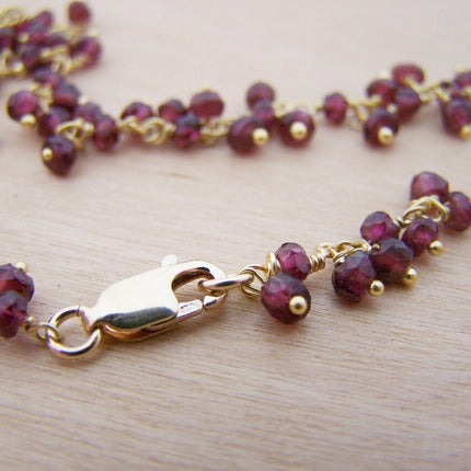 Garnet Gemstone 14k Yellow Gold Filled Wire Wrapped Bracelet - January Birthstone - Garnet Jewelry - Gift for Her