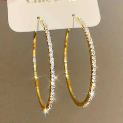 Women's Rhinestone Hoop Earrings – Large Stainless Steel Bling Hoops