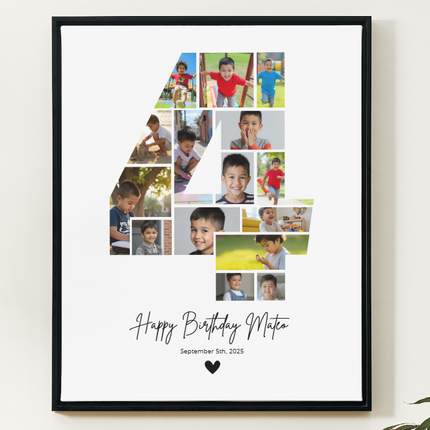 4th Birthday Photo Collage Canva Template – Editable Milestone Poster