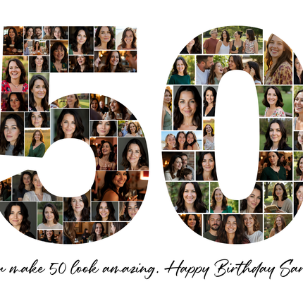 50th Birthday Photo Collage Canva Template – Digital Download