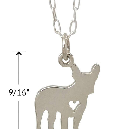 French Bulldog Necklace Small Sterling Pet Heart Pendant